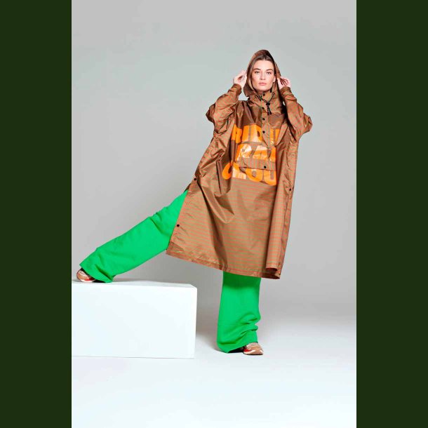 Rainkiss Regn Poncho Breton Brown Green Text