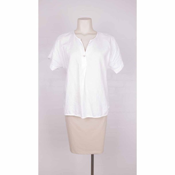 Luxzuz hvid tshirt str S knap for enden af v udsk (10)