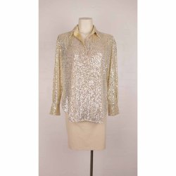 Second Female smuk guld skjortebluse pallietter XS (13)