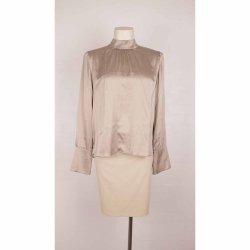 Levet&ecirc; beige bluse 92%silke NSN G51 str. S (13)