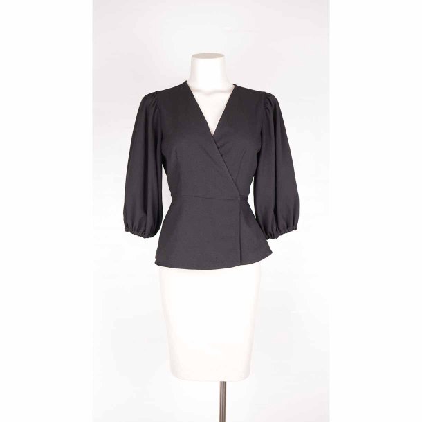 Ganni sl-om bluse sort polymix NSN str. 36 (13)
