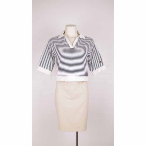 Busnel kort bluse marine/creme 100%cotton 34 (13)