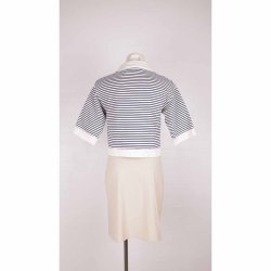 Busnel kort bluse marine/creme 100%cotton 34 (13)