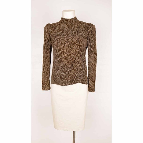 Gestuz kort lille bluse brun/sort logo mnster 34 (13)