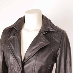 2BIZ kort sort lder jakke lammeskind str 34 (13)