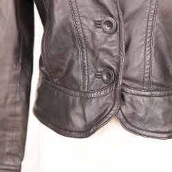 2BIZ kort sort lder jakke lammeskind str 34 (13)