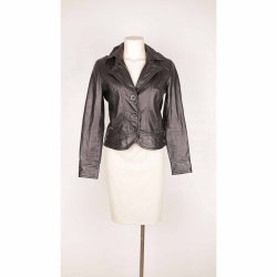 2BIZ kort sort lder jakke lammeskind str 34 (13)