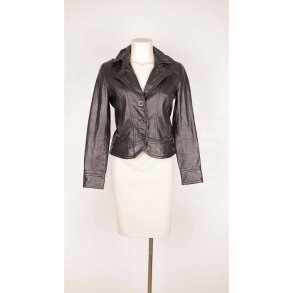 2BIZ kort sort lder jakke lammeskind str 34 (13)