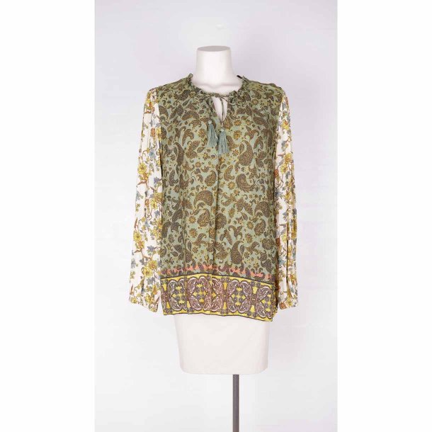 Creme skj bluse blank viscose paisly print G58 44 (19)