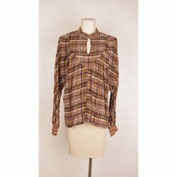 sofie schnoor viscose skjorte brun/lilla tern XL (19)