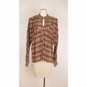 sofie schnoor viscose skjorte brun/lilla tern XL (19)