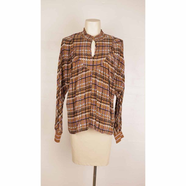sofie schnoor viscose skjorte brun/lilla tern XL (19)