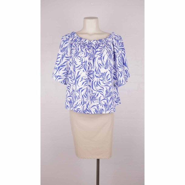 Bluse sommer m stor elastik hals viscose crepe L (21)