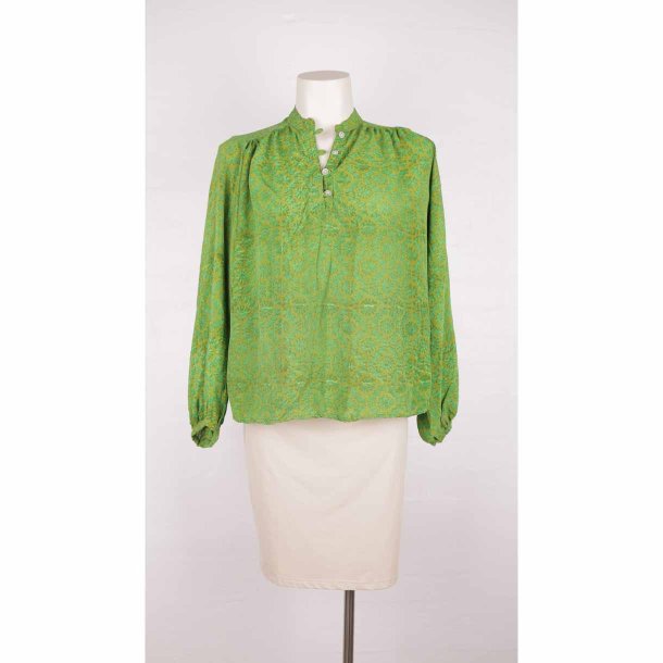 Relove and roses grn silke bluse G60 cm L/XL (21)