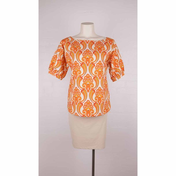 Margot orange bluse m kort rme bomuld str. M (21)
