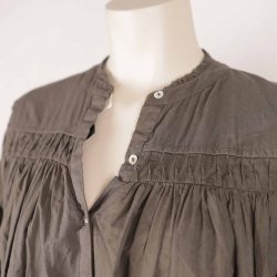 Skjorte mrkgrn bld bomuld m vidde str. XL (21)