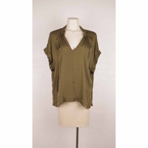 Top smuk m�rkegr�n silke uden �rmer �G58cm L (21)