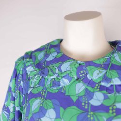 Margot kjole, viscose, cobolt og grn, str. 3XL (25)