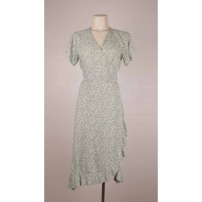 By IC blomstret sl�-om kjole, matgr�n, str S (25)