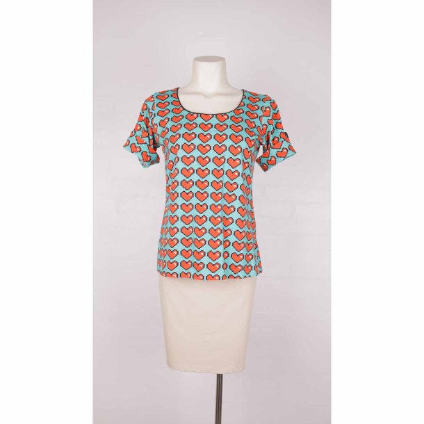 Margot Bluse bl med hjerter XL  (33)