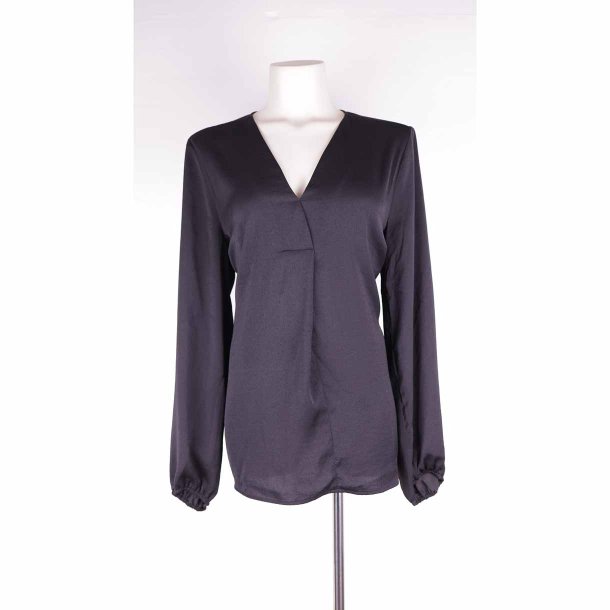 InWear, sort ls bluse m/elastik i rmer, str. 44 (34)