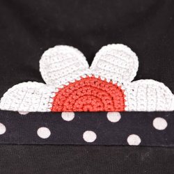 DuMilde bluse, sort bomuld m/blomster, str M (36)