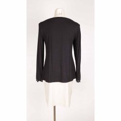 DuMilde bluse, sort bomuld m/blomster, str M (36)