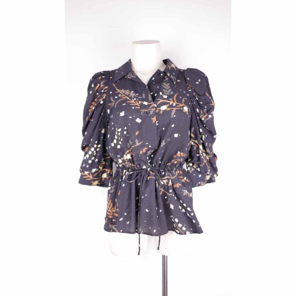 Munthe bluse str 36 sort/gul/rust/slv (41)