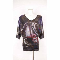 Hale bob kort kjole multi farvet pallietter str. M (42)