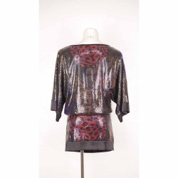 Hale bob kort kjole multi farvet pallietter str. M (42)