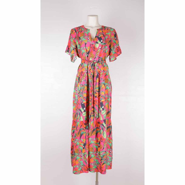 Smashed lemon maxi dress viscose crepe G54 L (42)