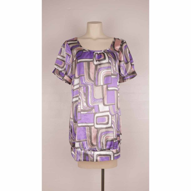 Paprika bluse lilla print polyester G 2x 54 cm M (46)