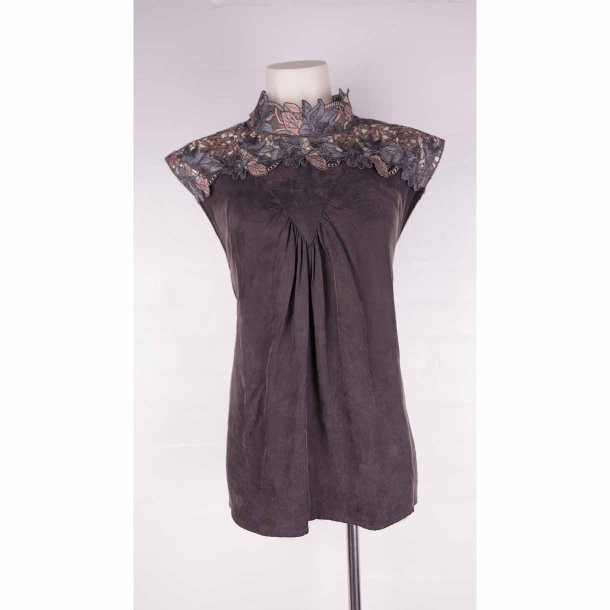 Gustav flot silke top m blonder dark brown 40 (46)