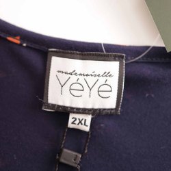 Mademoiselle YeYe kjole XXL navy/print, NY m tag (5)