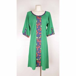 Margot kjole 2XL, grn m kirsebr, SOM NY (5)