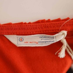 Odd Molly kjole str 4=XL, koral/orange/hvid, NY (5)