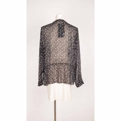 Bruuns Bazar bluse str 44, sort/hvid m peplum NY (5)