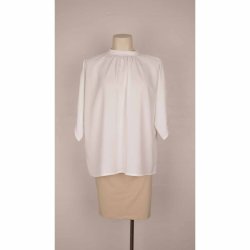 Allweek bluse hvid crepe polyester str. S (N53)