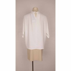Allweek bluse hvid crepe polyester str. S (N53)