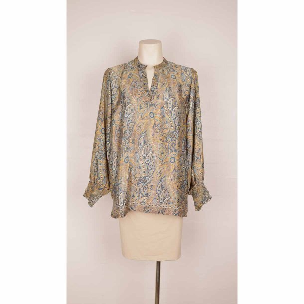 Three M bluse m smock rmer grn paisly M  (N53)