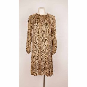 2-BIZ kort kjole black/brun prik viscose str. S (6)