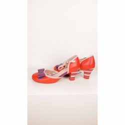 Lola Ramona sko rd/lilla/rosa vegan stribet 40 (N63)