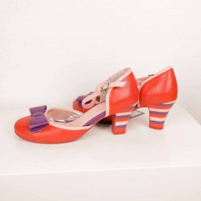 Lola Ramona sko rd/lilla/rosa vegan stribet 40 (N63)