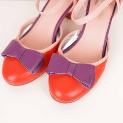 Lola Ramona sko rd/lilla/rosa vegan stribet 40 (N63)