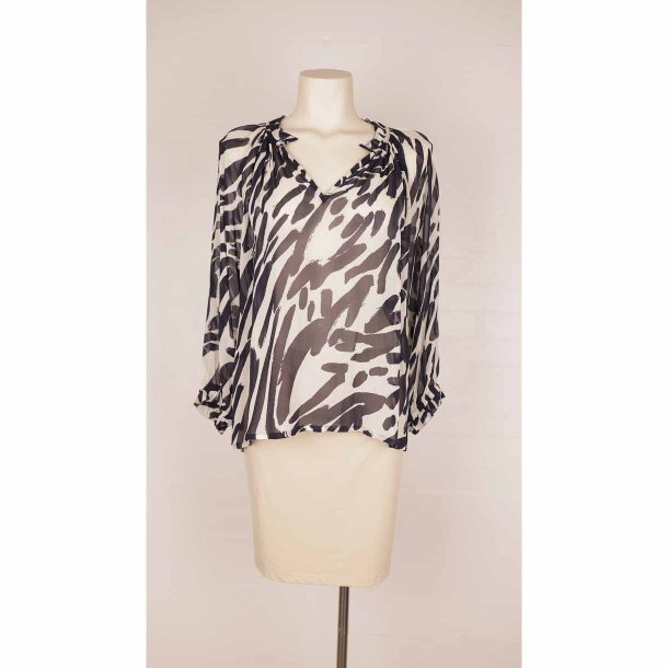 Part Two ciffon bluse creme/navy 100%viscose 36 (N65)