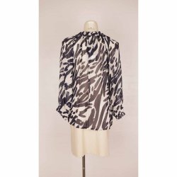 Part Two ciffon bluse creme/navy 100%viscose 36 (N65)