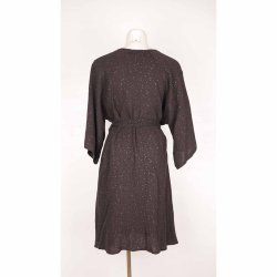 Rino kimino sort crepe m guld dots og blte XL (N65)