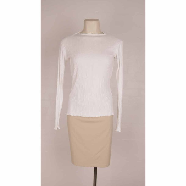 Ukendt Hvid rib bluse creme hvid str S/M (7)