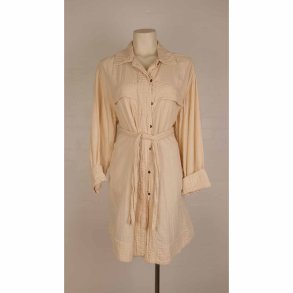 Skjorte7kjole jakke sandfarvet cotton m blte OZ (7)