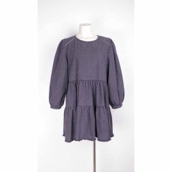 Noella kort sort denim kjole i etager bomuld XL (8)